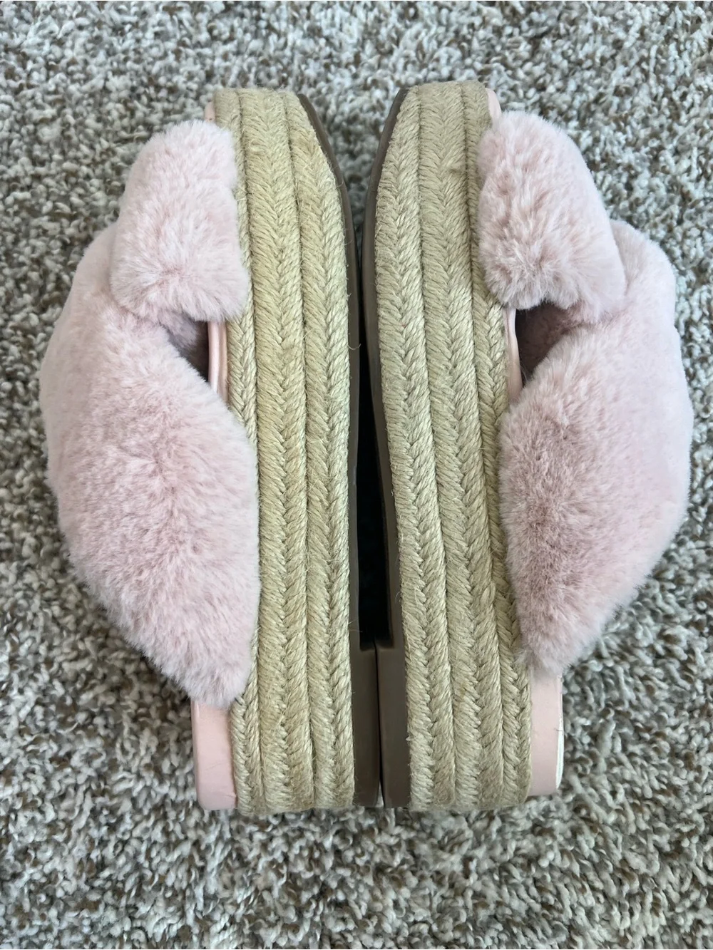 Sam Edelman Zia Faux Fur Platform Sandals Espadrilles Pink Sz 7